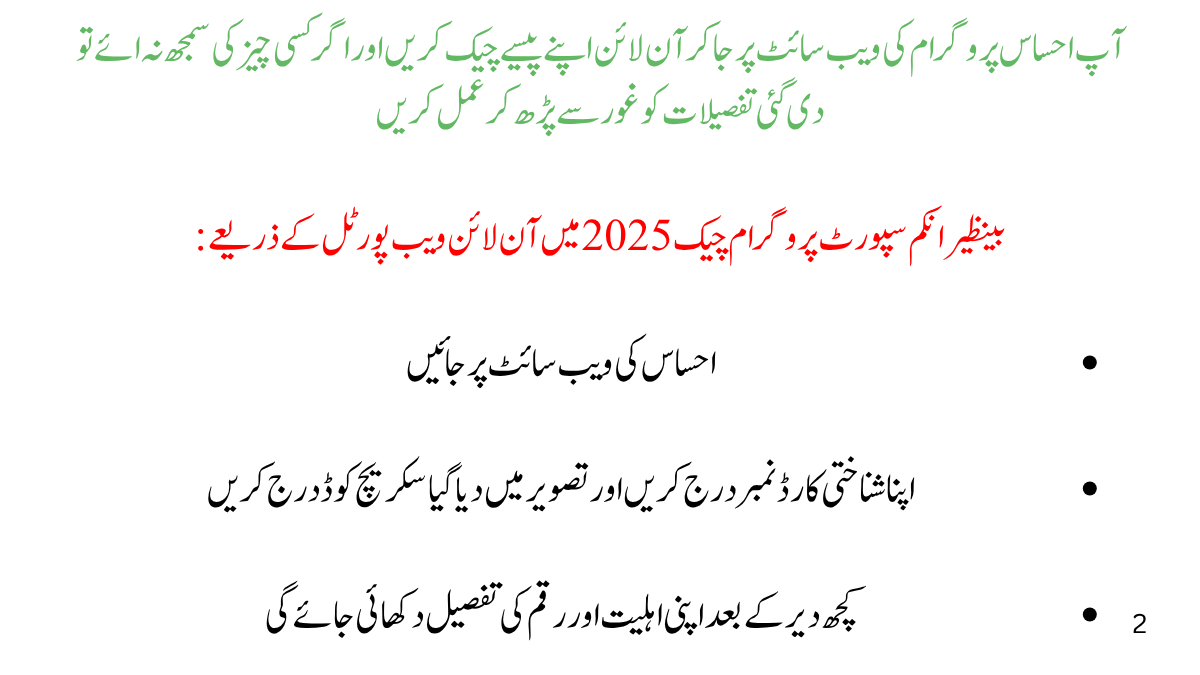 بینظیر انکم سپورٹ پروگرام چیک 2025